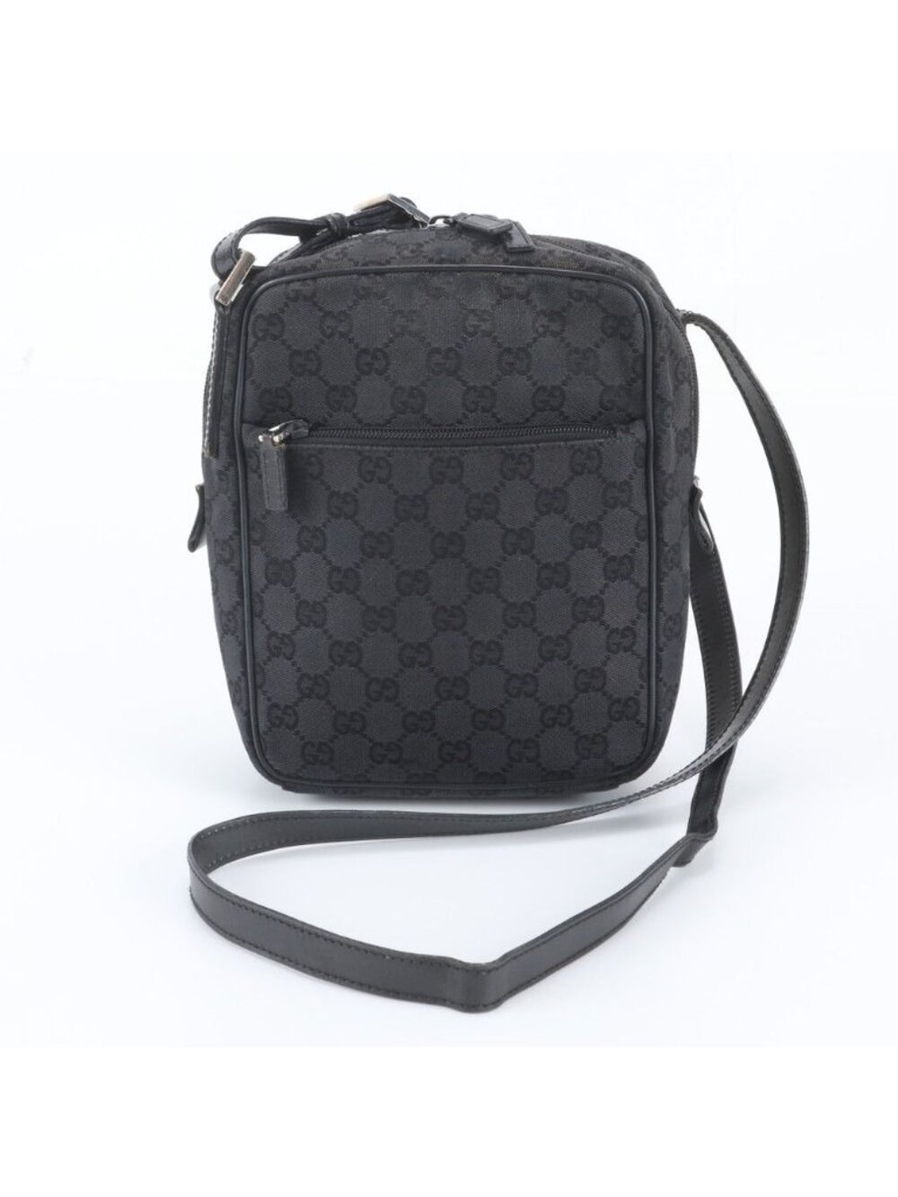 Gucci GG Canvas Leather Shoulder Bag Messenger Business Black